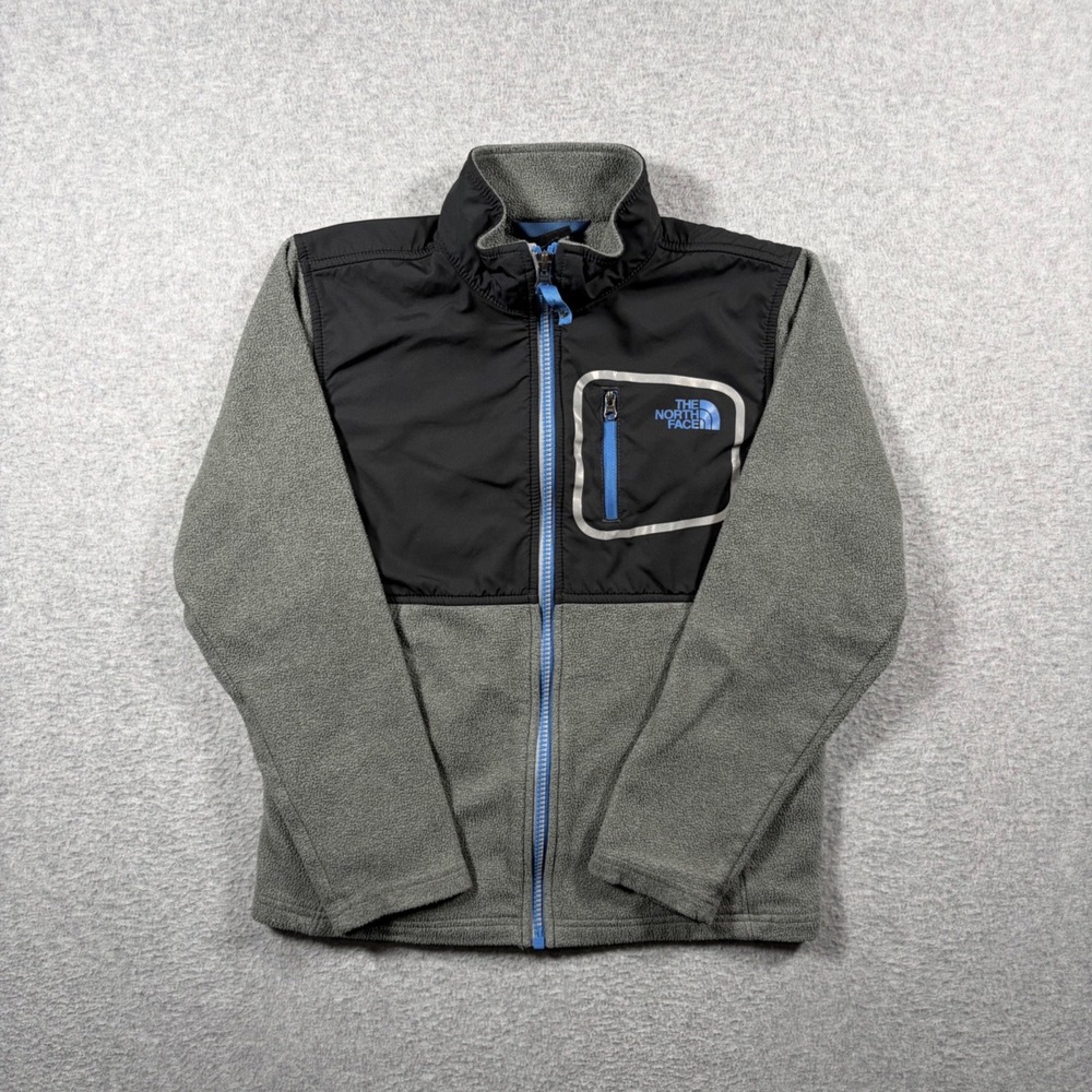 The North Face Fleece Jacket Boys Medium 10/12 Grey Black Full Zip Lightweight